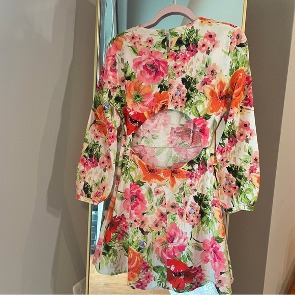 Zara Naya Linen Floral Open-back Mini Dress - Picture 4 of 5